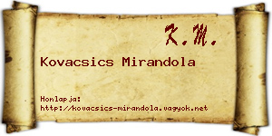 Kovacsics Mirandola névjegykártya